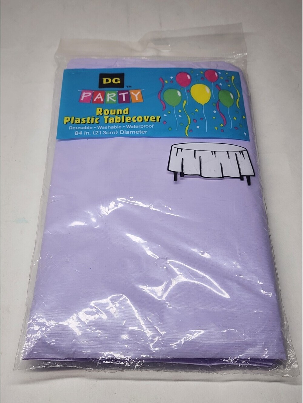 Plastic Lavender Table Cover, Round, 84-inch Reusable Waterproof
